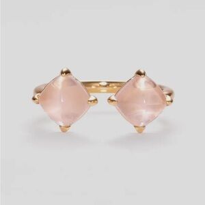 373. Pink Rose quartz natural crystal ring 925 Sterling Silver